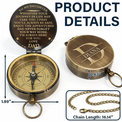 Personalized Compass for Son, Handheld Journey Quote, Unique Creative Gift from Mom & Dad