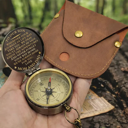 Personalized Compass for Son, Handheld Journey Quote, Unique Creative Gift from Mom & Dad