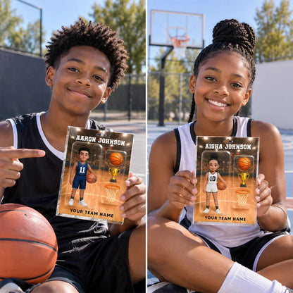 Basketball Player Acrylic Block Plaque, Personalized Team Keepsake, Creative Gift for Son or Grandson