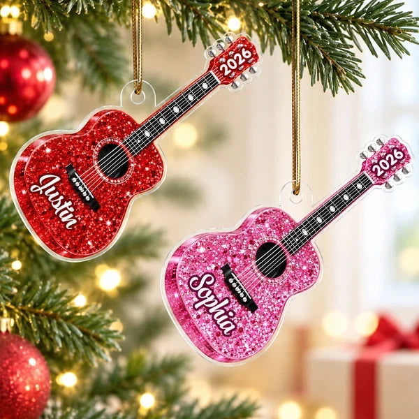 Personalized Guitar Acrylic Ornament, Colorful Tree Decor & Unique Gift for Musicians and Music Lovers