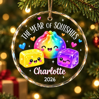 Personalized Crystal Ornament, Rainbow Squishies for a Christmas Tree, Unique Creative Gift for Kids
