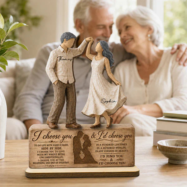 Personalized 2-Layer Wooden Plaque with Dancing Couple, I Choose You Unique Gift for Couples