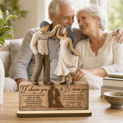 Personalized 2-Layer Wooden Plaque with Dancing Couple, I Choose You Unique Gift for Couples