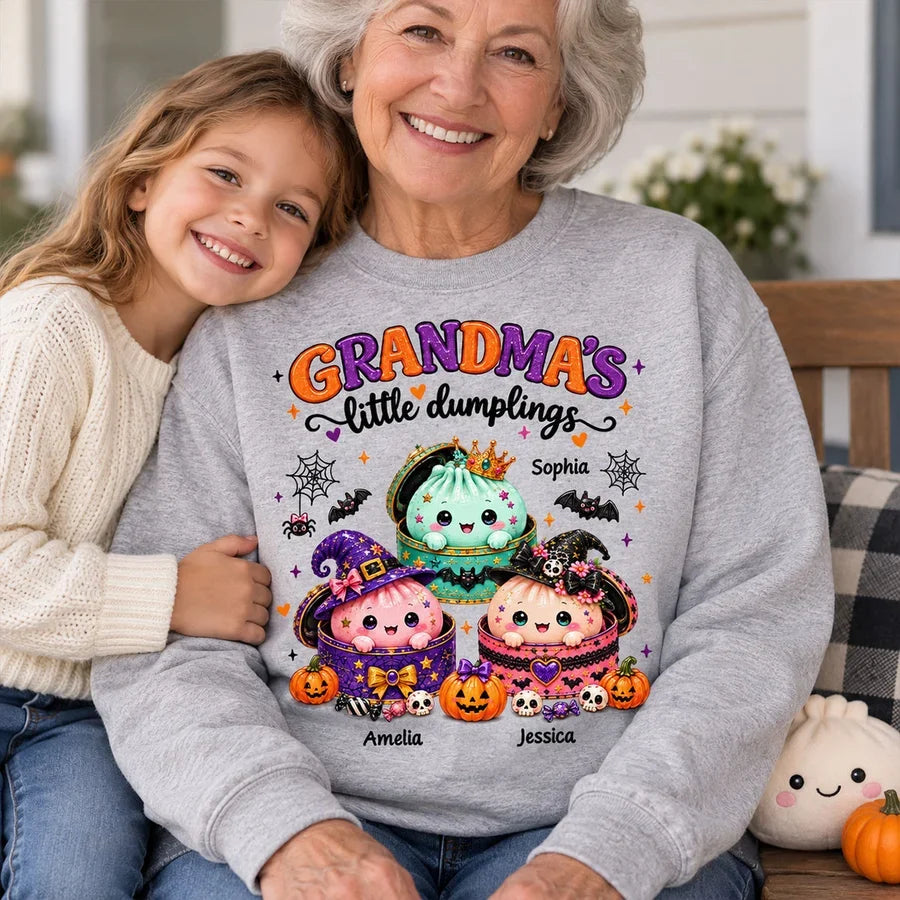 Personalized Grandma's Little Dumplings Classic Tee, Cute Halloween Illustration, Unique Gift for Grandma