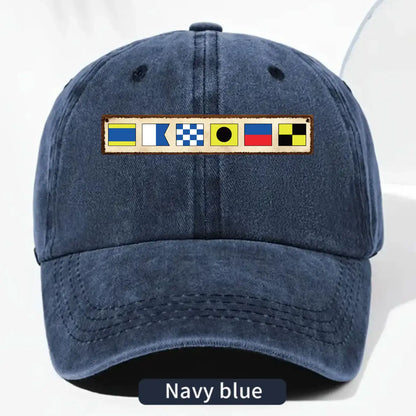 Personalized Nautical Flag Baseball Cap, Vintage Pink Everyday Outdoor Wear, Unique Gift for Him or Her