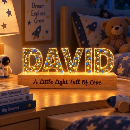 Personalized Block LED Light Plaque, Warm Glow for a Cozy Bedroom, Unique Gift for Kids and Family