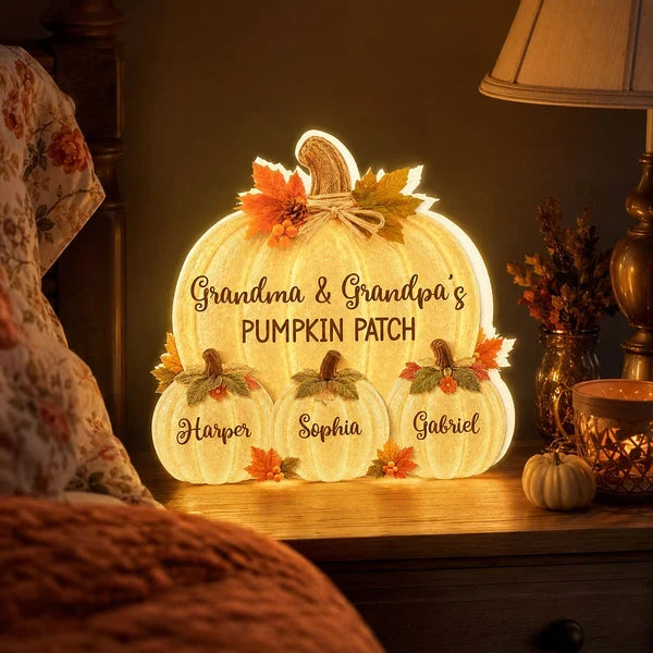Acrylic Light Box with Glowing Pumpkin Patch, Heartwarming Personalized Fall Display, Creative Gift for Grandparents
