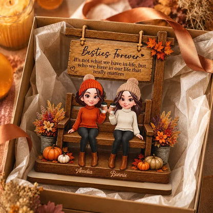 Personalized Wooden Plaque, Besties Forever Friendship Keepsake, Creative Gift for a Close Friend with Warm Fall Decor