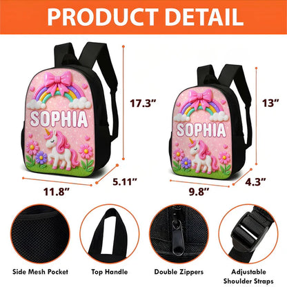Personalized Kids School Backpack with Space or Unicorn Art, Unique Creative Gift for Back to School