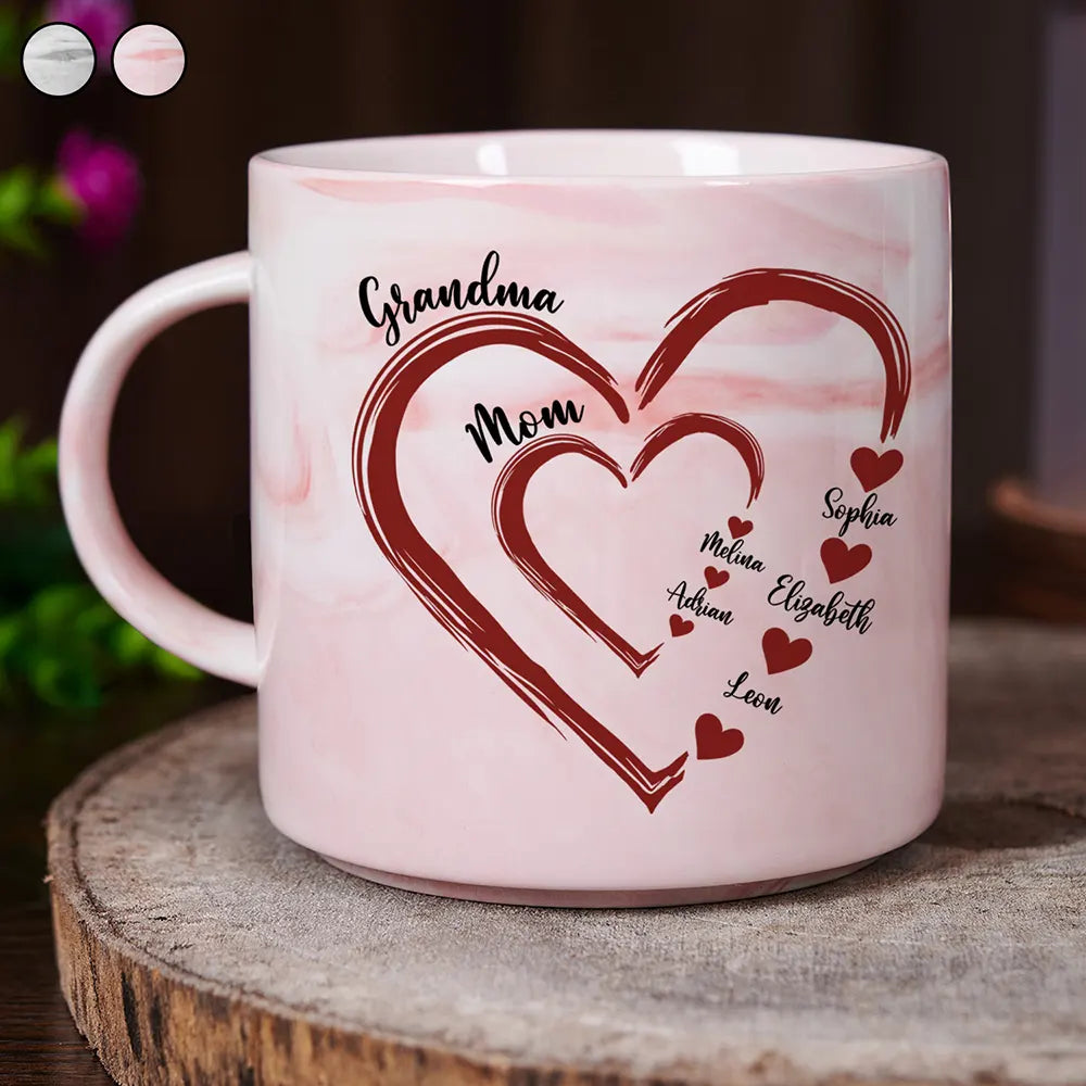 Gift For Grandma, Gift For Mother - Mom Grandma Sweethearts - Personalized Marble Mug
