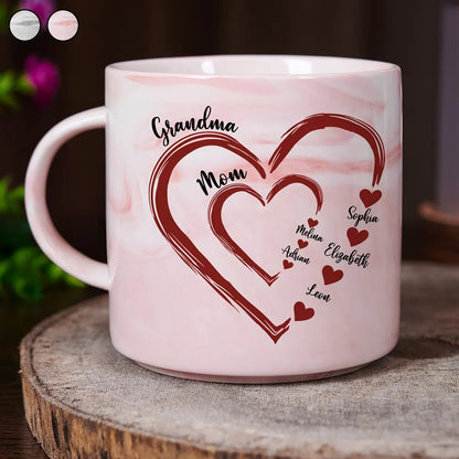 Gift For Grandma, Gift For Mother - Mom Grandma Sweethearts - Personalized Marble Mug
