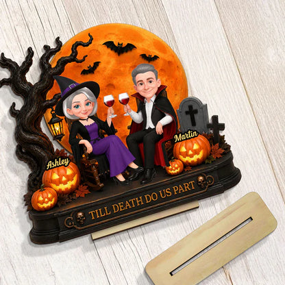 2-Layer Wooden Plaque With Till Death Do Us Part Couple, Personalized Unique Gift For Him & Her
