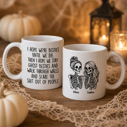 Funny Friendship Mug With Custom Ghost Friends Quote, Unique Creative Gift For Coworker