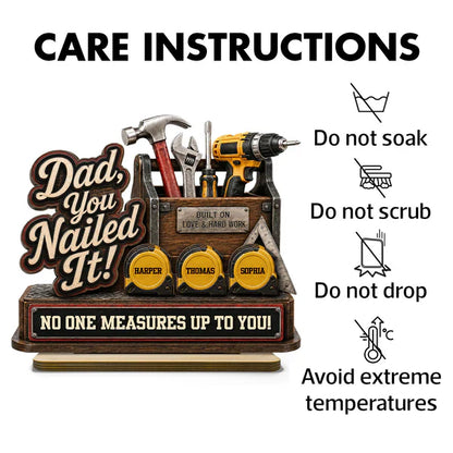 Personalized 2-Layer Wooden Plaque for Dad, Toolbox Design Dad You Nailed It Unique Gift