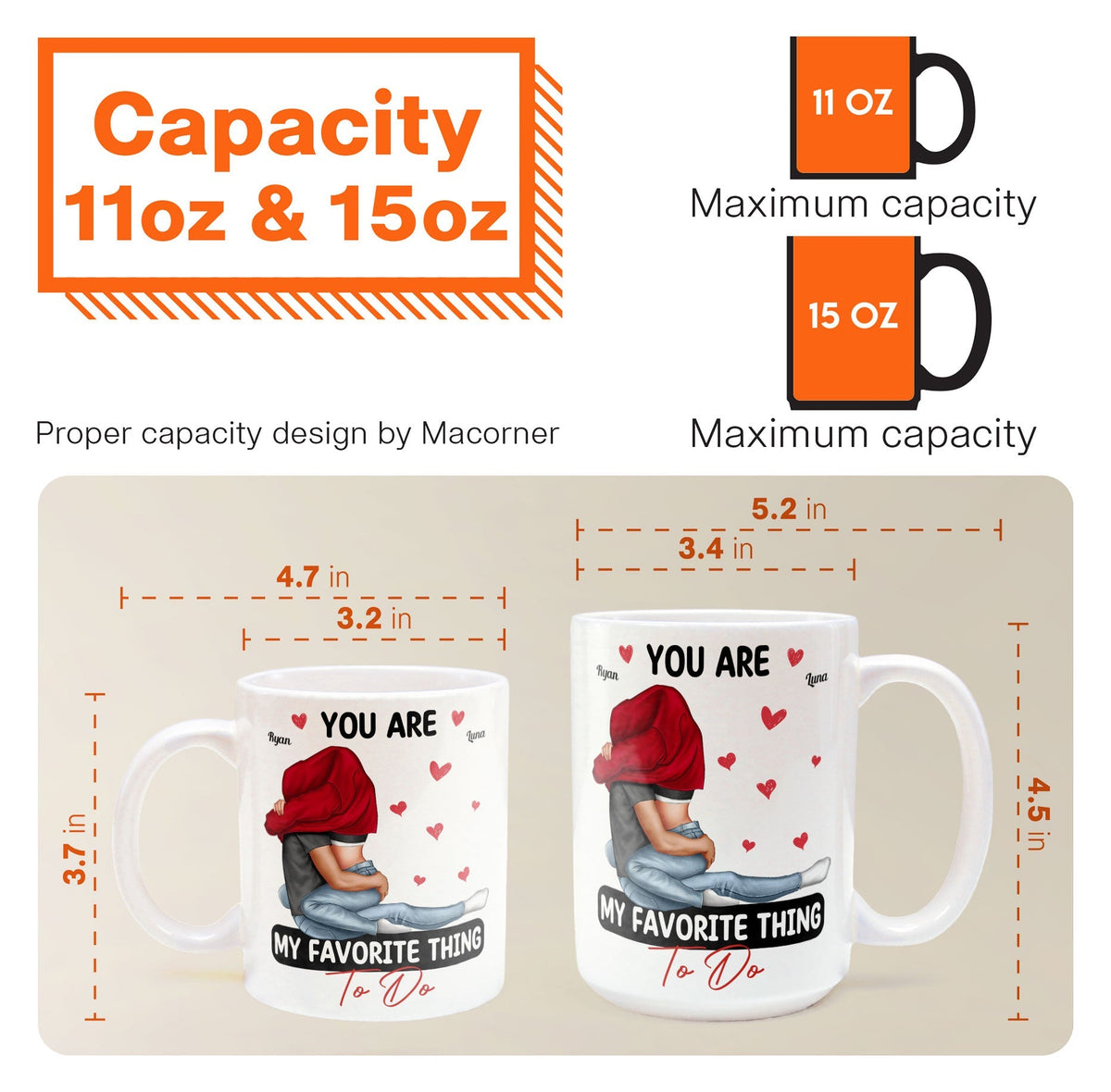 Custom Couple Mug - "You Are My Favorite Thing To Do" Romantic Personalized Coffee Cup