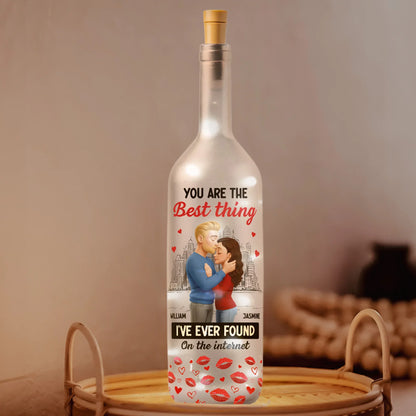 Custom Internet Love Quote Bottle Lamp for Couples, Soft Warm Glow Bedroom Light & Thoughtful Personalized Gift