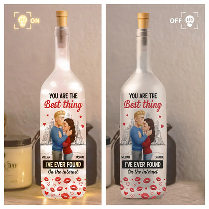 Custom Internet Love Quote Bottle Lamp for Couples, Soft Warm Glow Bedroom Light & Thoughtful Personalized Gift