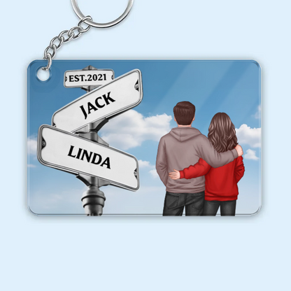 Back View Couple Street Sign Poster – Personalized Gift for Him or Her