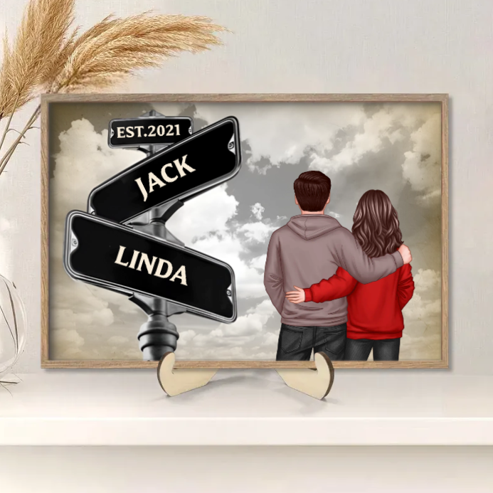 Back View Couple Street Sign Poster – Personalized Gift for Him or Her