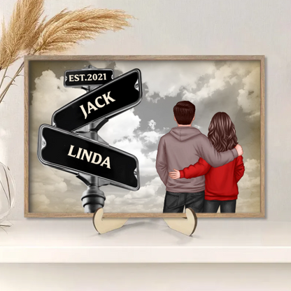 Back View Couple Street Sign Poster – Personalized Gift for Him or Her