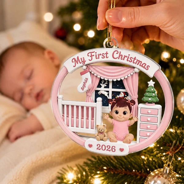 Personalized Acrylic Ornament, My First Christmas Baby Nursery Design, Unique Gift for New Parents