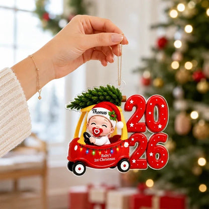 Personalized Baby's First Christmas Acrylic Ornament, Cute Cozy Car Keepsake, Creative Gift for Family
