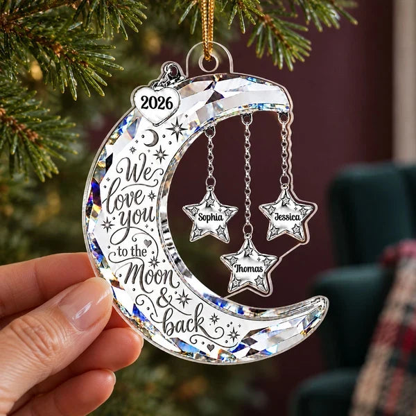 Personalized Moon & Stars Acrylic Ornament for Christmas Tree, Unique Grandkids Gift for Grandma