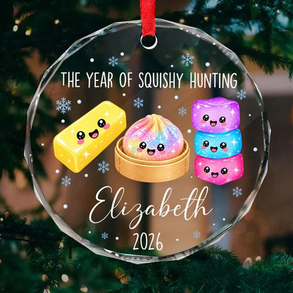 Cute Squishy Character Crystal Ornament with Snowflakes, Personalized Keepsake and Creative Gift for Kids
