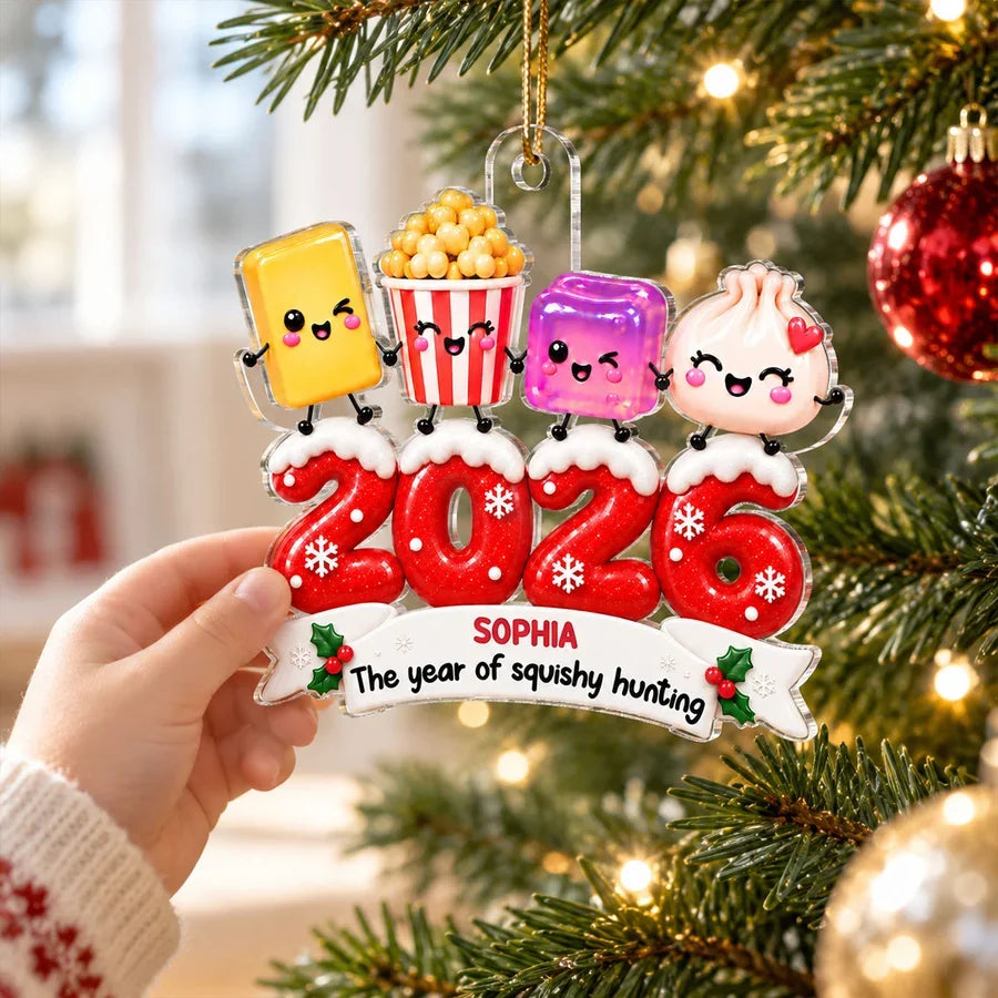 Personalized Acrylic Ornament, Cheerful Squishy Friends Holding Hands, Creative Christmas Tree Gift for Kids