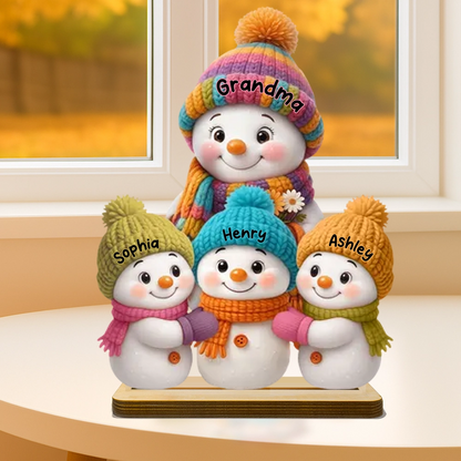 Wooden Snowman Family Décor Plaque for Christmas Gift