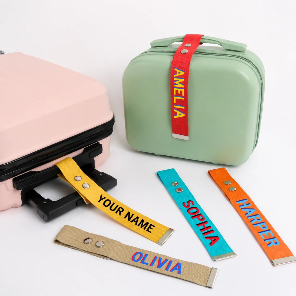 Personalized Name Luggage Handle Strap, Custom Color Suitcase Identifier, Unique Travel Gift for Travelers