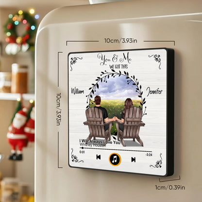 Personalized Acrylic Music Magnet for Couples – You & Me Scenic Field Design, Romantic Fridge Decor, Unique Gift