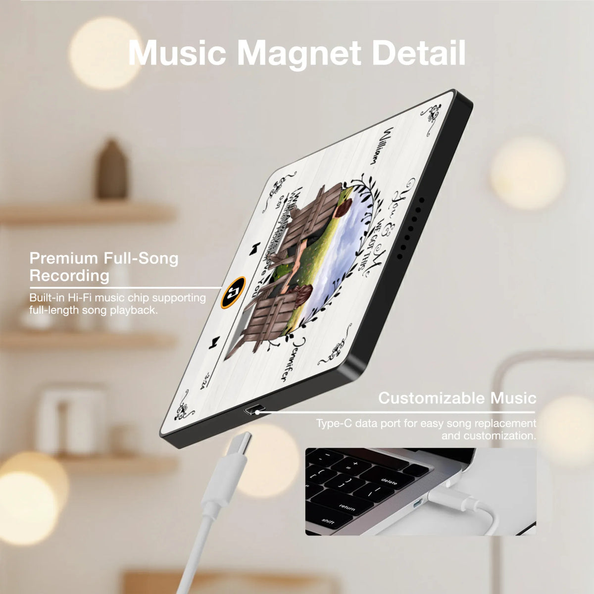 Personalized Acrylic Music Magnet for Couples – You & Me Scenic Field Design, Romantic Fridge Decor, Unique Gift
