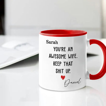 You're an Awesome Wife Custom White Ceramic Mug – Personalized Gift for Her from Husband
