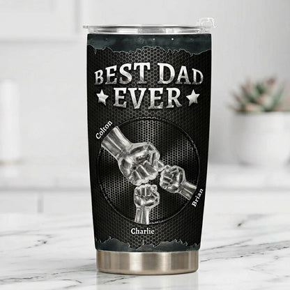 Personalized Best Dad Ever Insulated Travel Tumbler with Fist Bump Design, Unique Father's Day Gift for Dad