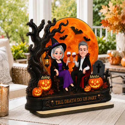2-Layer Wooden Plaque With Till Death Do Us Part Couple, Personalized Unique Gift For Him & Her