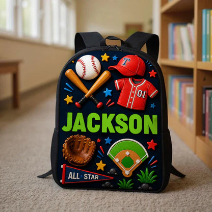 Kids School Backpack, Personalized Sports Design for Classroom Days, Unique Gift for Son or Daughter