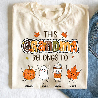 Classic Tee for Grandma, Custom Smiling Pumpkin & Ghost Design, Creative Family Gift