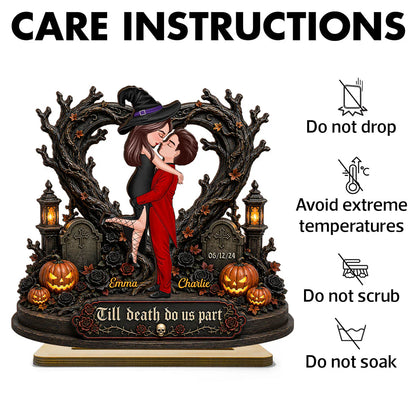 Personalized 2-Layer Wooden Plaque, Kissing Witch Couple Halloween Decor, Unique Gift for Couples