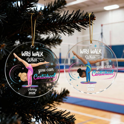 Personalized Acrylic Ornament Gymnast Cartwheel Girl Glitter Star Design Unique Gift For Daughter Or Granddaughter