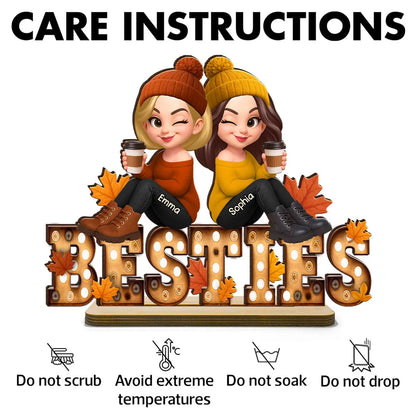 Personalized Wooden Plaque for Sisters, Autumn Theme, Perfect Gift for Best Friends