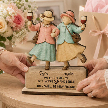 2-Layer Wooden Plaque for Friend, Personalized Old Friends Quote, Heartwarming Unique Creative Gift for Her