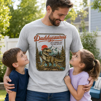 Personalized Daddysaurus Classic Tee, Retro Dinosaur Dad Art, Unique Gift for Dad or Husband