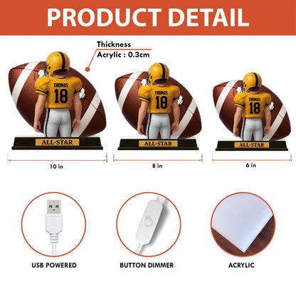 Personalized Acrylic Light Box for Football Player – Custom All-Star Design, Stadium Glow, Unique Gift for Sports Fans