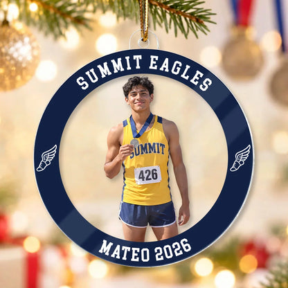 Personalized Acrylic Ornament, Proud Medal-Holding Athlete Keepsake, Creative Christmas Gift for Family