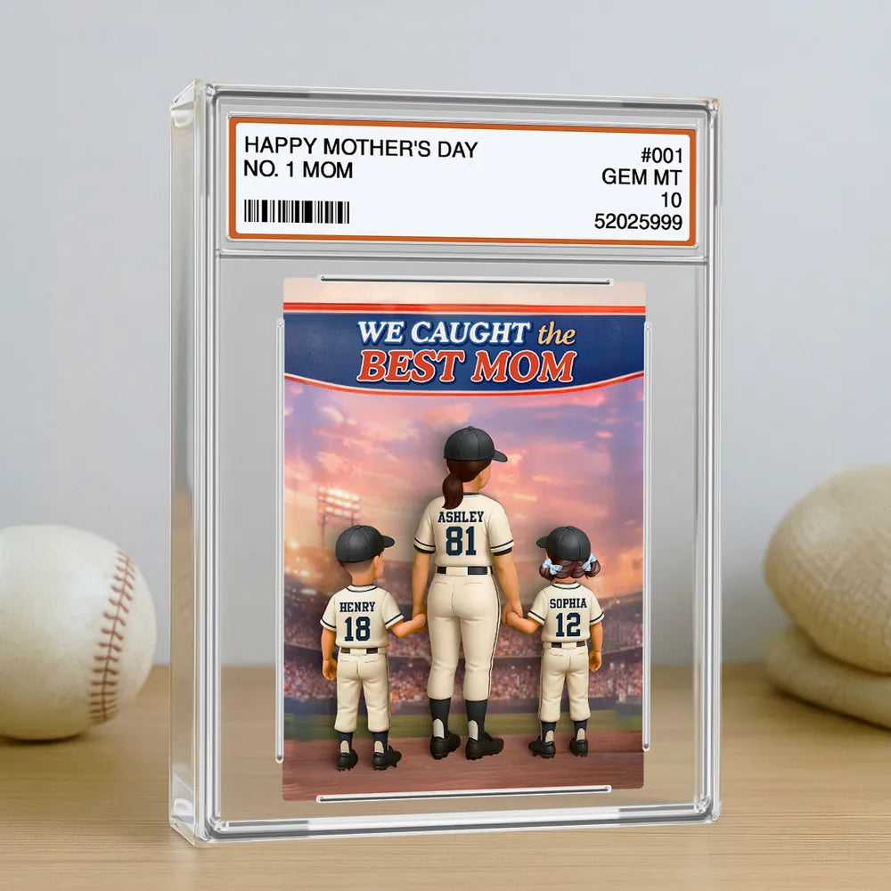 Personalized Baseball Mom Rectangle Acrylic Block Plaque, We Caught the Best Mom Stadium Scene, Unique Mother's Day Gift