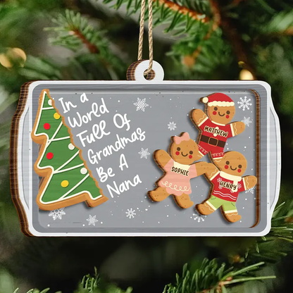 Personalized Gingerbread Ornament for Christmas, wooden 2-layer, cute cartoon style, creative gift for Grandmother