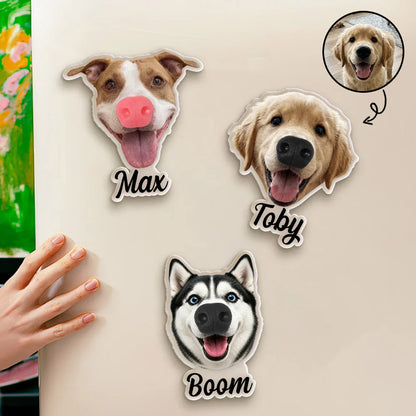 Custom Dog Fridge Magnet With Playful Pet Face, Cute Kitchen Decor, Unique Creative Gift for Pet Owner