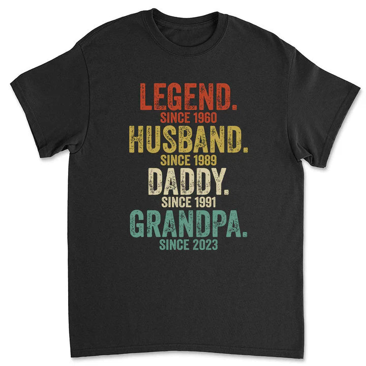 Personalized Classic Tee for Husband Dad & Grandpa, Vintage Legend Design, Unique Father's Day Gift