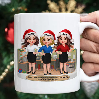 Personalized White Ceramic Mug for Coworkers – Funny Office Scene, Custom Work Besties, Unique Gift for Colleagues